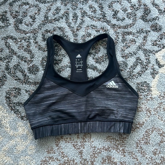 Adidas Climalite Sports Bra Black Heathered Gray Small - Picture 1 of 6